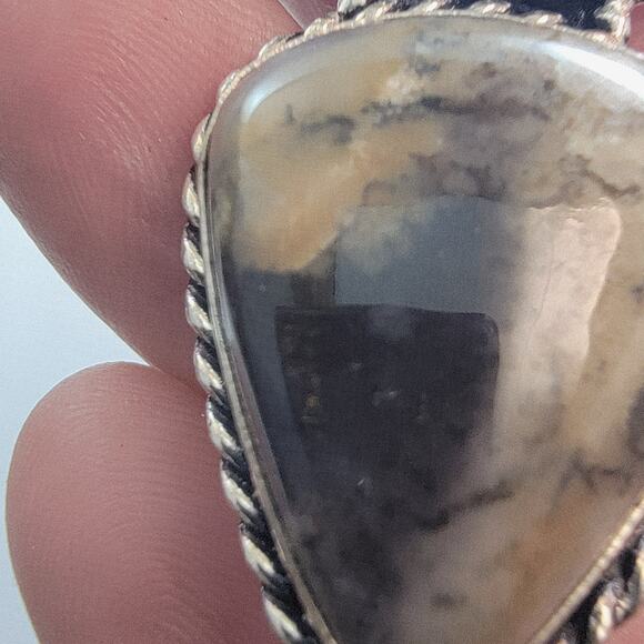 Necklace Pendants Dendritic Agate & Blue Goldstone Handmade Jewelry in Silver - Picture 10 of 10